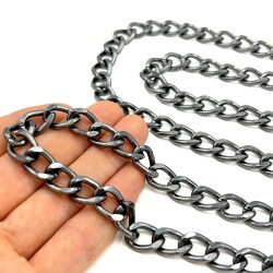 30 cm ALÜMİNYUM HAFİF HAZIR ÇANTA ZİNCİRİ, SİYAH RENK ( KARARMAZ ) 1. KALİTE Z-138Sİ30 - 2