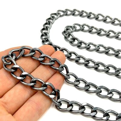 30 cm ALÜMİNYUM HAFİF HAZIR ÇANTA ZİNCİRİ, SİYAH RENK ( KARARMAZ ) 1. KALİTE Z-138Sİ30 - 2