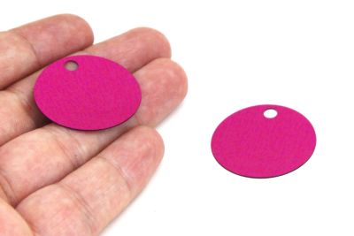 30 mm YUVARLAK MODEL PLASTİK PUL PAYET, NAKIŞ PULU, DÖKME PUL, GENİŞ DELİK ÇANTA PULU, YAN DELİK, FUŞYA RENK - 2