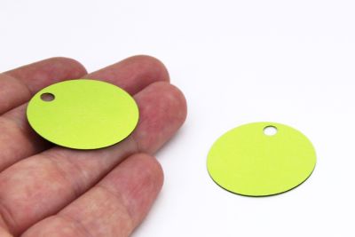 30 mm YUVARLAK MODEL PLASTİK PUL PAYET, NAKIŞ PULU, DÖKME PUL, GENİŞ DELİK ÇANTA PULU, YAN DELİK, AÇIK YEŞİL RENK - 2
