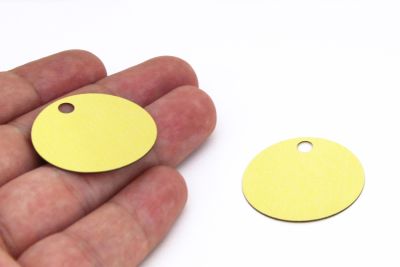 30 mm YUVARLAK MODEL PLASTİK PUL PAYET, NAKIŞ PULU, DÖKME PUL, GENİŞ DELİK ÇANTA PULU, YAN DELİK, ALTIN RENK - 2