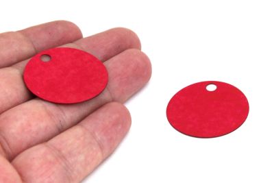 30 mm YUVARLAK MODEL PLASTİK PUL PAYET, NAKIŞ PULU, DÖKME PUL, GENİŞ DELİK ÇANTA PULU, YAN DELİK, KIRMIZI RENK - 2