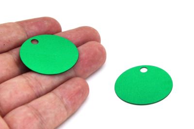 30 mm YUVARLAK MODEL PLASTİK PUL PAYET, NAKIŞ PULU, DÖKME PUL, GENİŞ DELİK ÇANTA PULU, YAN DELİK, KOYU YEŞİL RENK - 2