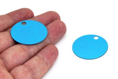 30 mm YUVARLAK MODEL PLASTİK PUL PAYET, NAKIŞ PULU, DÖKME PUL, GENİŞ DELİK ÇANTA PULU, YAN DELİK, TURKUAZ RENK - 2