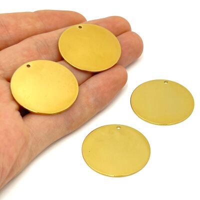 30 mm, YUVARLAK PUL, LAZER MARKALAMA PULU, PİRİNÇ MALZEME, LAK KAPLAMA, TEL KALINLIĞI 0.80 MM - 1