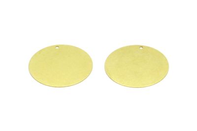 30 mm YUVARLAK TEK DELİKLİ DÜZ DESENSİZ PUL, HAM PİRİNÇ #1541H - 2