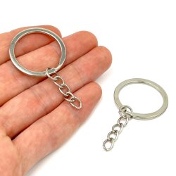30 mm ZİNCİRLİ ANAHTARLIK HALKASI, NİKEL KAPLAMA - ERTÜRK