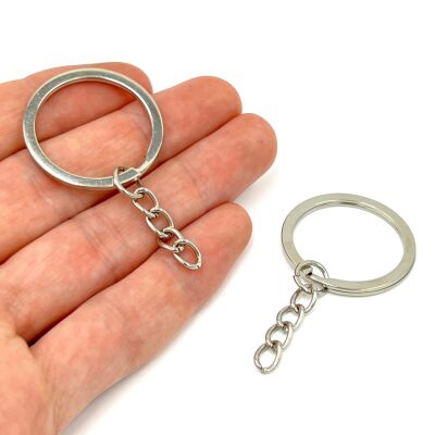 30 mm ZİNCİRLİ ANAHTARLIK HALKASI, NİKEL KAPLAMA - 1