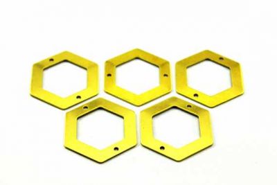 30x30 mm ALTIGEN DESENLİ İKİ DELİK PUL, HAM PİRİNÇ #983H - 2