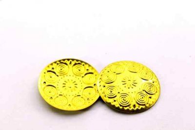 32 mm YUVARLAK DELİKSİZ BOMBELİ PUL, HAM PİRİNÇ #445H-DELİKSİZ - 2