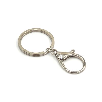 32 mm EZME ANAHTARLIK HALKASI VE 22x35 mm PAPAĞAN KLİPS, ANAHTARLIK SETİ, NİKEL KAPLAMA - 1