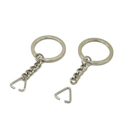 32 mm EZME ZİNCİRLİ ANAHTARLIK HALKASI VE ÜÇGEN(1.5 mm) TAKIM HALİNDE, NİKEL KAPLAMA - 2