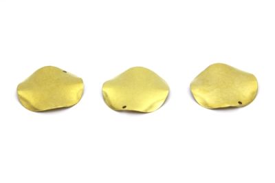 32 mm YUVARLAK DALGALI YAN DELİK PUL, HAM PİRİNÇ #1399H - 2