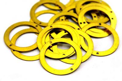 32 mm YUVARLAK İKİ DELİK PUL, HAM PİRİNÇ #7H - 2