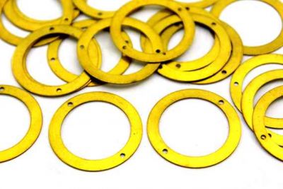 32 mm YUVARLAK İKİ DELİK PUL, HAM PİRİNÇ #7H - 3