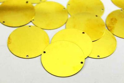 32 mm YUVARLAK İKİ DELİKLİ DÜZ DESENSİZ PUL, HAM PİRİNÇ #1314H-İKİ-DELİK - 2