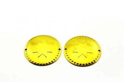 32 mm YUVARLAK İKİ DELİKLİ BOMBELİ PUL, HAM PİRİNÇ #513H - 3