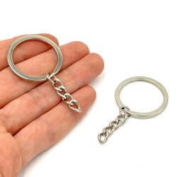 32 mm ZİNCİRLİ ANAHTARLIK HALKASI, NİKEL KAPLAMA - ERTÜRK