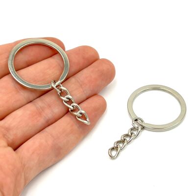32 mm ZİNCİRLİ ANAHTARLIK HALKASI, NİKEL KAPLAMA - 1