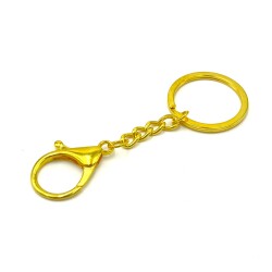32 mm ZİNCİRLİ ANAHTARLIK HALKASI VE 22x35 KANCA, ANAHTARLIK SETİ SARI KAPLAMA - ERTÜRK