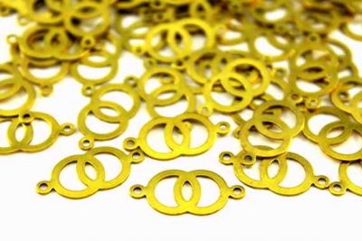 21x10 mm SONSUZLUK DESENLİ İKİ DELİK PUL, HAM PİRİNÇ #458H - 2