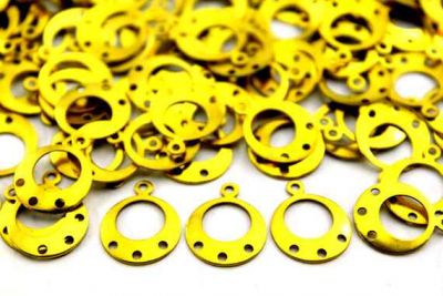 16x13 mm DESENLİ PUL, KÜPE SALLANTI PULU, HAM PİRİNÇ #412H - 2