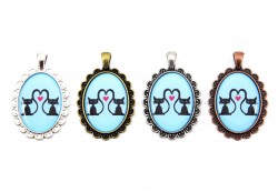 34x43 mm ETAMİN KOLYE UCU, KEDİ DESENLİ - ERTÜRK