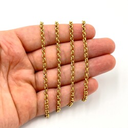 3.5 mm ÇELİK ZİNCİR, DOÇ ZİNCİR, GOLD RENK, 1. KALİTE KARARMAZ - ERTÜRK