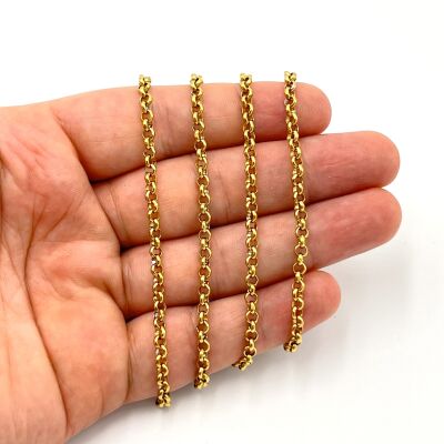 3.5 mm ÇELİK ZİNCİR, DOÇ ZİNCİR, GOLD RENK, 1. KALİTE KARARMAZ - 1