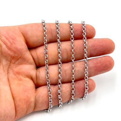 3.5 mm ÇELİK ZİNCİR, DOÇ ZİNCİR, GÜMÜŞ RENK, 1. KALİTE KARARMAZ - 1