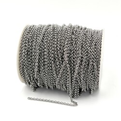 3.5 mm ÇELİK ZİNCİR, DOÇ ZİNCİR, GÜMÜŞ RENK, 1. KALİTE KARARMAZ - 2