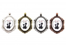 37x47 mm ETAMİN KOLYE UCU, KEDİ DESENLİ - ERTÜRK