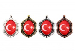 37x47 mm ETAMİN KOLYE UCU, BAYRAK DESENLİ - ERTÜRK