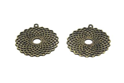38.5 mm DESENLİ ZAMAK DÖKÜM, ANTİK SARI RENK - 2