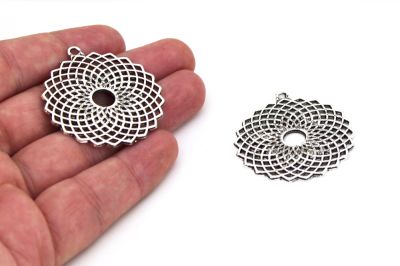 38.5 mm DESENLİ ZAMAK DÖKÜM, BOYALI GÜMÜŞ RENK - 3