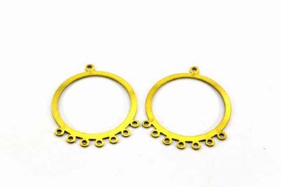 38x31 mm 8 DELİKLİ KÜPE SALLANTI PULU, HAM PİRİNÇ #17H - 2