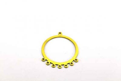 38x31 mm 8 DELİKLİ KÜPE SALLANTI PULU, HAM PİRİNÇ #17H - 3