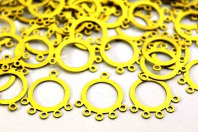 23x21 mm 6 DELİKLİ KÜPE SALLANTI PULU, HAM PİRİNÇ #18H - 2
