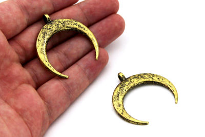 39x43 mm AY DESENLİ SALLANTI ZAMAK DÖKÜM, ANTİK SARI RENK - 2