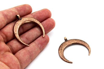 39x43 mm AY DESENLİ SALLANTI ZAMAK DÖKÜM, BAKIR RENK - 2