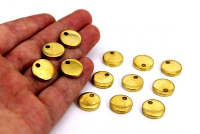3x15 mm TEK DELİK KALIN YUVARLAK PUL, HAM PİRİNÇ #1221H - 3