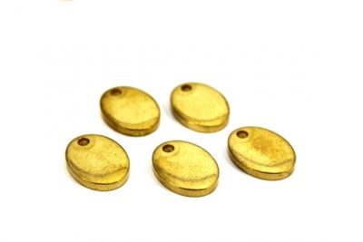 15x20 mm TEK DELİK KALIN OVAL PUL, HAM PİRİNÇ #1218H - 2