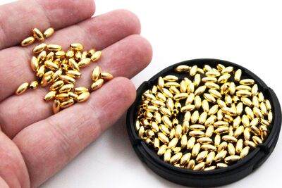3x6 mm, ARPA MODEL METAL BONCUK, DEMİR MİSKET, SARI KAPLAMA - 2