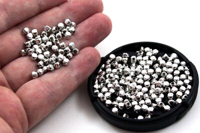 4 mm, KÜP MODEL METAL BONCUK, DEMİR MİSKET, NİKEL KAPLAMA - 2