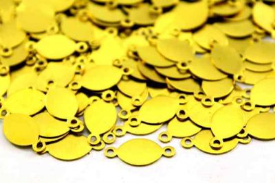 16x7 mm OVAL İKİ DELİK PUL, HAM PİRİNÇ #104H - 2