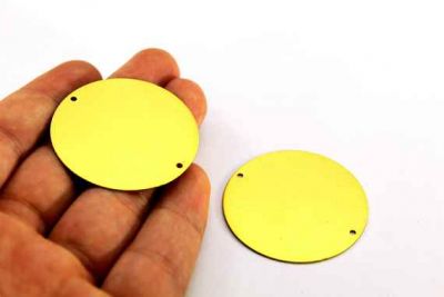 40 mm DÜZ YUVARLAK ÇİFT DELİK PUL, HAM PİRİNÇ #913H-DÜZ-ÇİFT-DELİK - 2