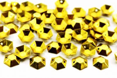 12 mm DESENLİ YUVARLAK İKİ DELİK PUL, HAM PİRİNÇ #922H - 2