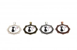 41 mm ETAMİN KOLYE UCU, KEDİ DESENLİ - ERTÜRK