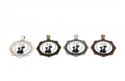 41 mm ETAMİN KOLYE UCU, KEDİ DESENLİ - ERTÜRK