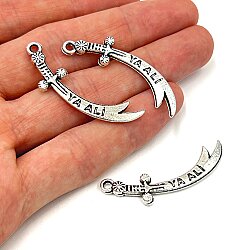 42 mm SALLANTI UÇ, ZÜLFİKAR (HZ ALİ KILICI), ZAMAK DÖKÜM, BOYALI GÜMÜŞ KAPLAMA - ERTÜRK